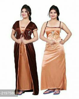 Two Piece Satin Nighty With Robe