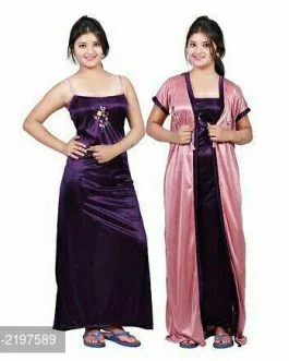 Two Piece Satin Nighty With Robe