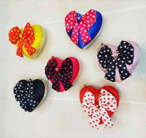 Heart Shape Customized Bow Clutches