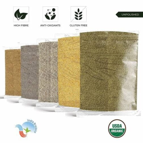 Unpolished and Natural Siridhanya Millet Combo Pack of 5